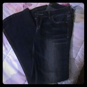 Delia's brand bootleg/flare darkwash denim
